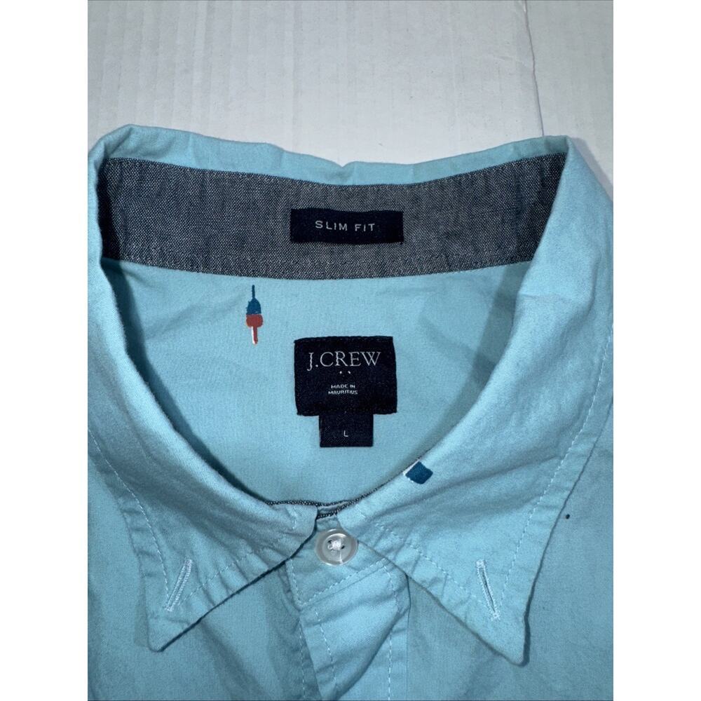 J Crew Men's L Classic Fit Long Sleeve Flex Oxford Shirt Sailboats Drinks - Picture 2 of 12